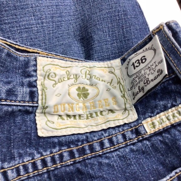 Vtg Lucky Brand Lower Rise Peanut 136 Flare Dungarees Jeans Zipper Sz 14/32 USA - Picture 8 of 12